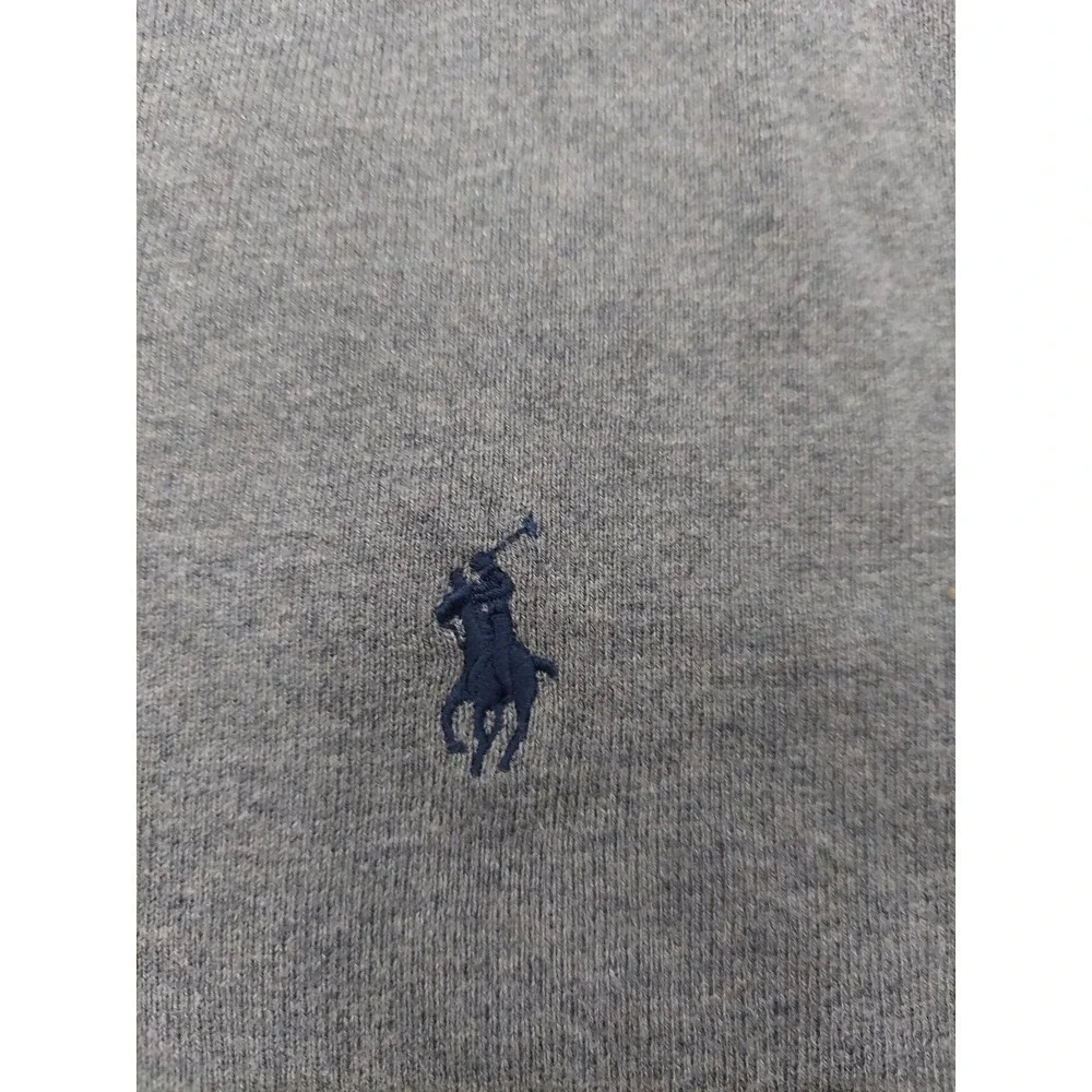 Polo Ralph Lauren Sweater Mens XL Gray Olive V Neck Pony Vtg Pima Cotton
